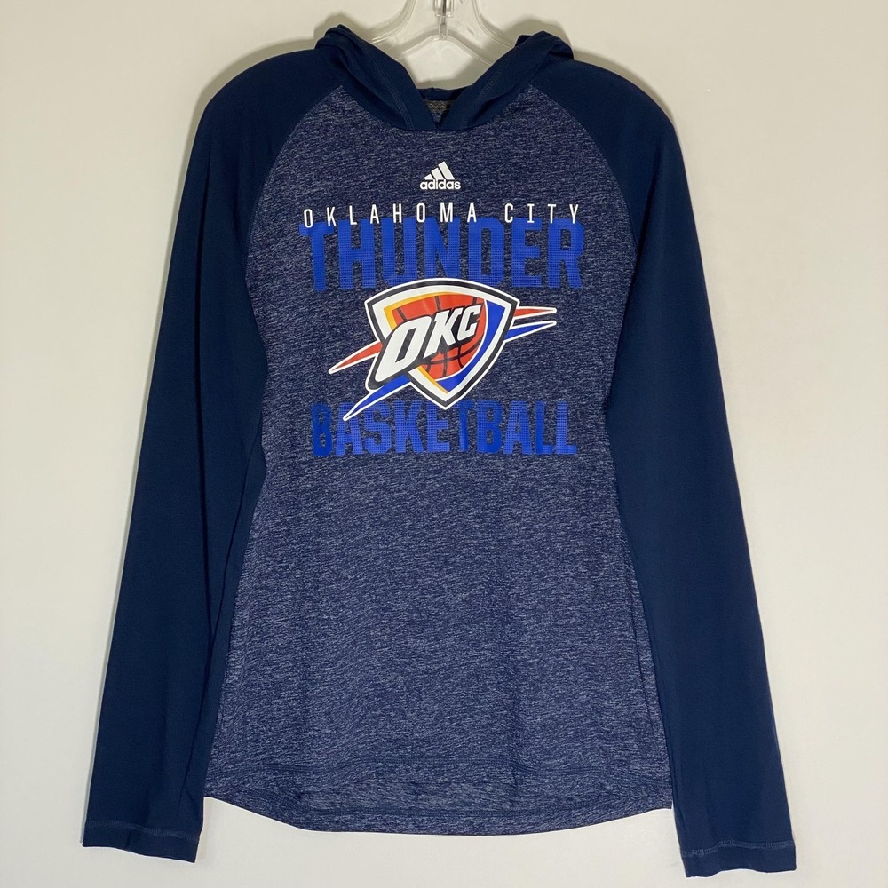 Oklahoma City Thunder Shirt Mens Medium Blue NBA Champs Basketball Adidas Hoodie